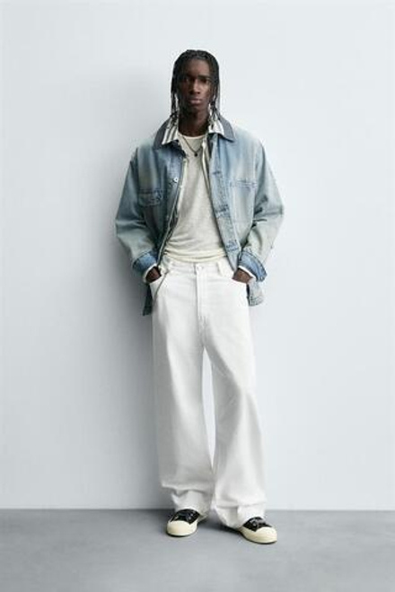 ZARA ДЖИНСЫ BAGGY FIT, БЕЛЫЙ