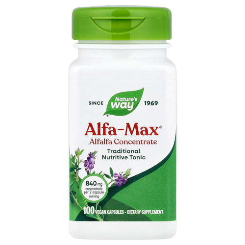 Nature's Way, Alfa-Max®, концентрат из люцерны, 100 веганских капсул
