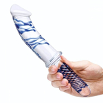 Прозрачно-синий двусторонний стимулятор 11 Realistic Double Ended Dildo - 28 см. (Цвет: прозрачный)