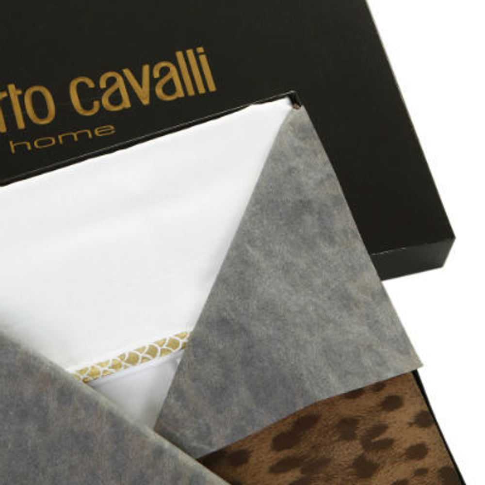 Комплект элитного постельного белья Gold от Roberto Cavalli Италия коробка