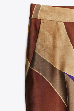 ZARA БРЮКИ ИЗ АТЛАСА С ПРИНТОМ, РАЗНОЦВЕТНЫЙ