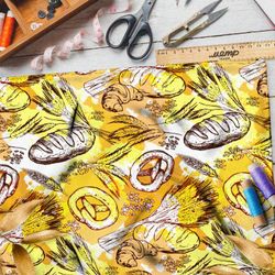 Ткань габардин хлеб, крендель и пшеница