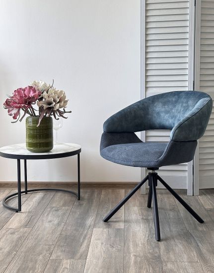 Стул EMBER 360 град. поворот. 7525-56 Синий, велюр/ ENJOY-315 Синий, ткань/ Черный