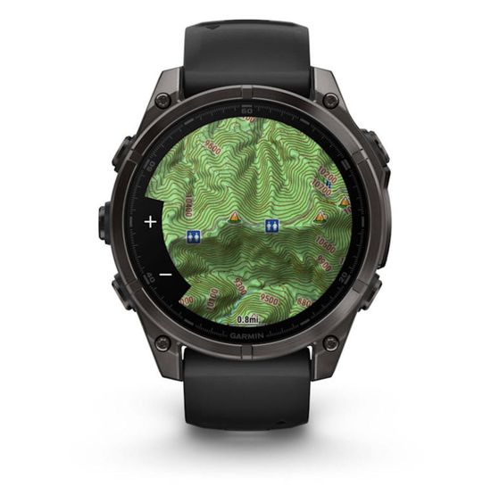 Умные часы Garmin Fenix 8, 47 мм, AMOLED, Sapphire Carbon Gray DLC Titanium with Black/Pebble Gray Silicone Band