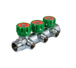 Латунный коллектор Terma 3/4" в/н с 3-мя вент.кранами на 1/2" (нар.резьбы) с выходами под 90 град (14020) 18575