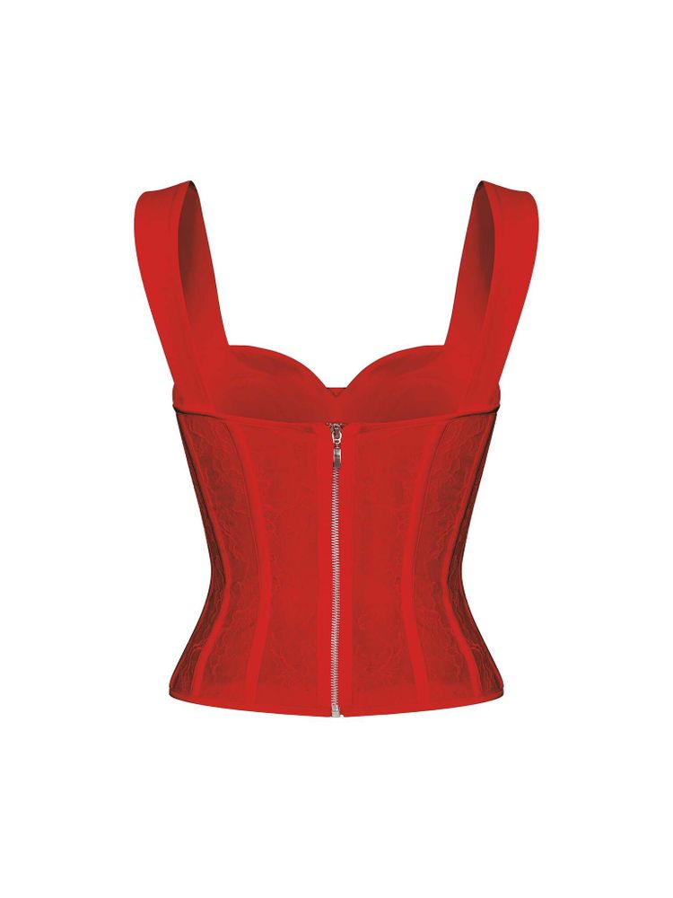 Топ-бюстье корсетного типа из сатина и кружева