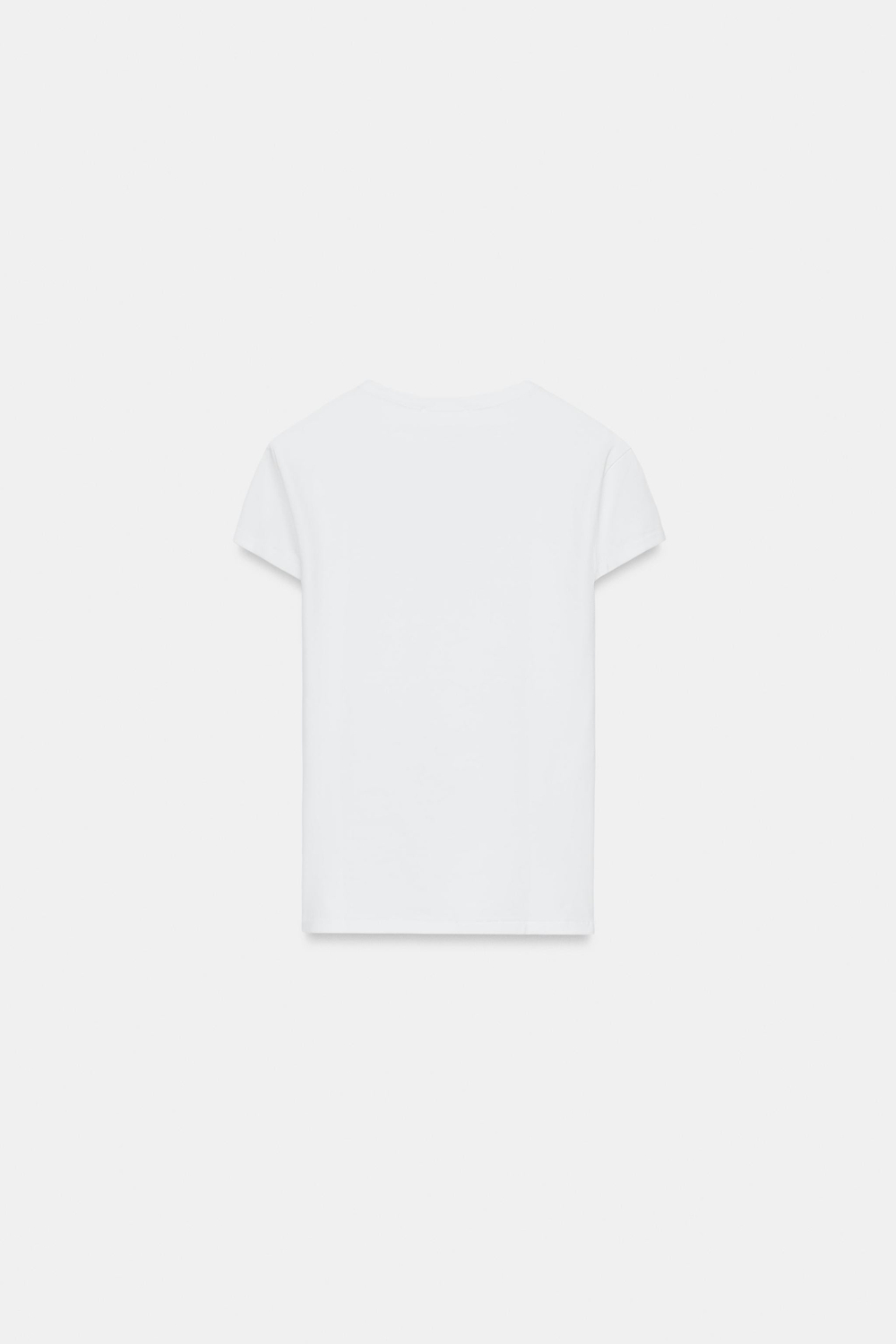 ZARA ФУТБОЛКА ОБЛЕГАЮЩЕГО КРОЯ С КОРОТКИМИ РУКАВАМИ, БЕЛЫЙ