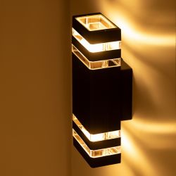 Светильник уличный настенный ЭРА «Астрея» GBW-101-BL-0310 230В 2хЕ27 max 30Вт IP54 310х110x95 вверх/вниз черный | Садово-парковые светильники