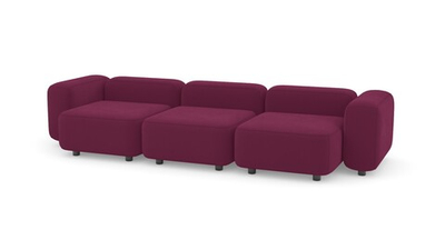 Диван Баббл трехсекционный Vivaldi 35 315*116*62 см, Бордовый Велюр Нераскладной Фиеста