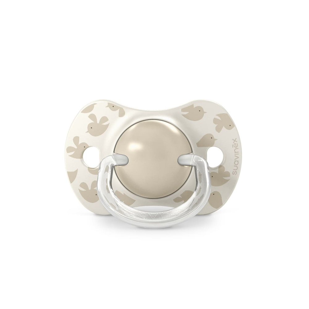 Набор физиологических пустышек Suavinex Birdies бежевый, 6-18 мес