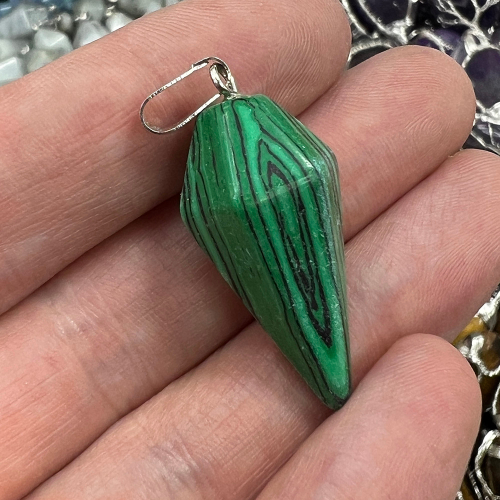 Кулон Маятник из камня Малахит, 34х15 мм