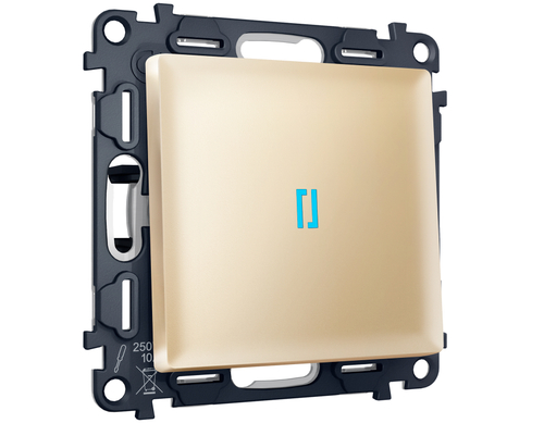 MA602060 Комплект механизма 1-кл выключателя с самовозвратом с подсветкой 10000K ALFA Шампань QUANT (AP6020, VM113, G17B)