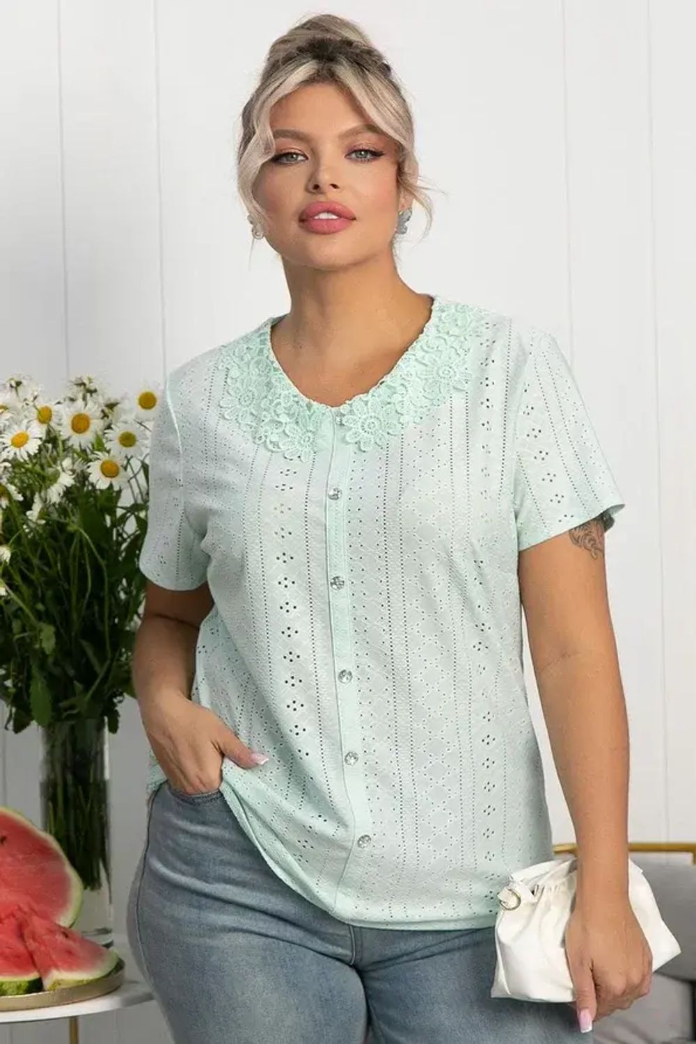 Блуза Петуния (светло-зеленая) Б13978-20М LT Collection