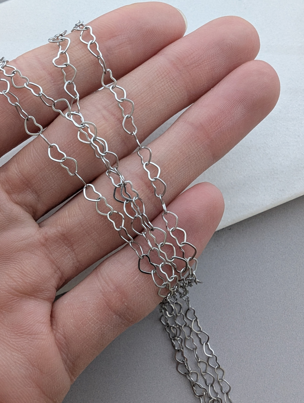 Цепь сердечки 4.5*3.2мм, нержавеющая сталь, 1 метр