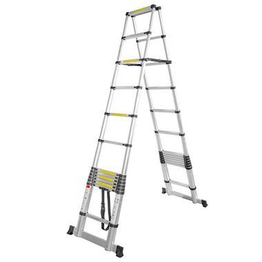Лестница телескопическая двухсекционная (0.9-3.8+3.8м,12+12ступенек, max нагрузка 150кг, вес 21,0кг) FORCEKRAFT FK-BL-TA380
