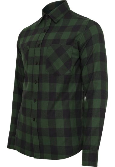 Рубашка URBAN CLASSICS Checked Flanell Shirt (Black/Forest)