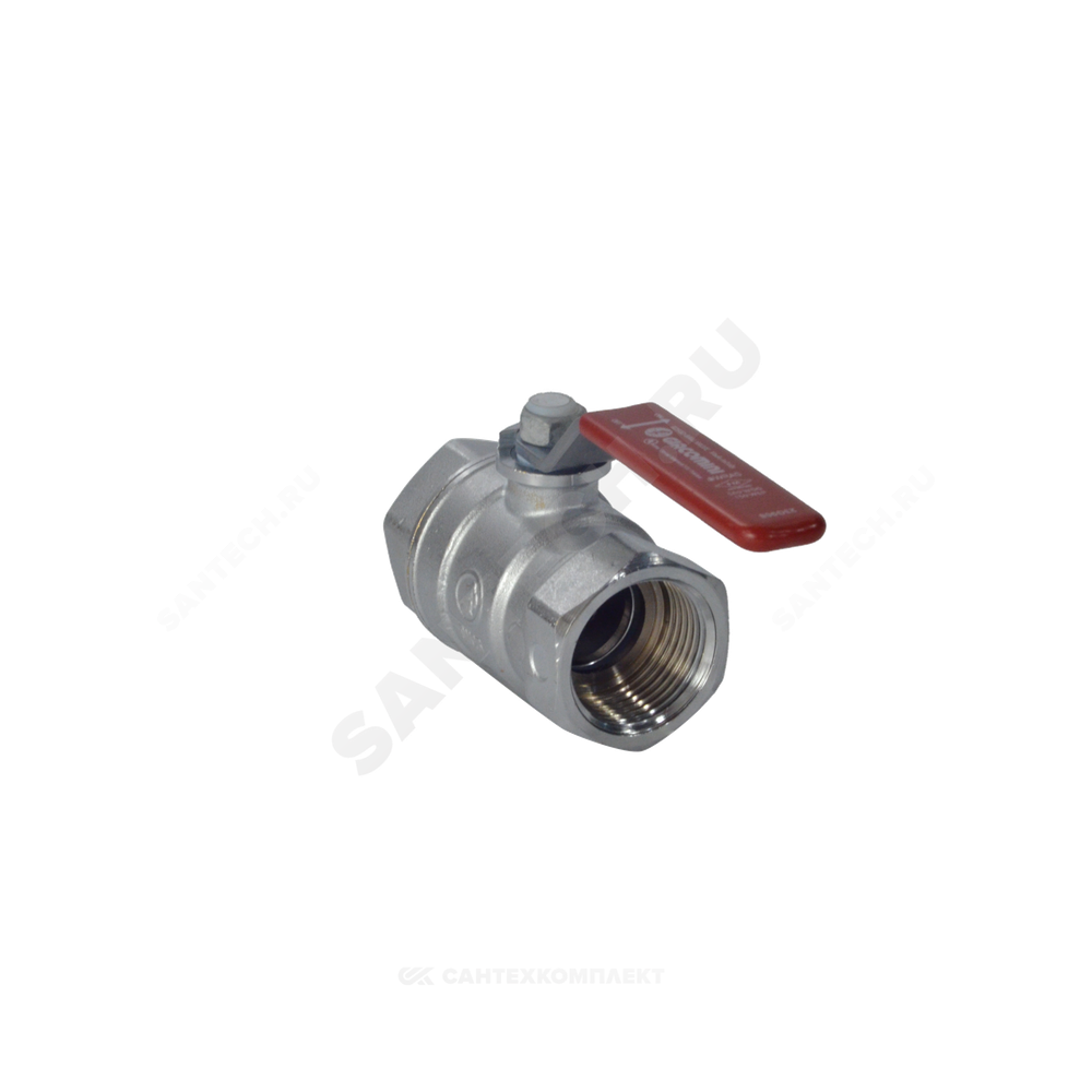 Кран шаровой латунь хром R250D Ду 32 Ру42 ВР рычаг красный Giacomini R250X006