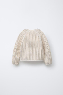 ZARA КАРДИГАН ИЗ РЕЛЬЕФНОЙ ТКАНИ, СВЕТЛО-БЕЖЕВЫЙ