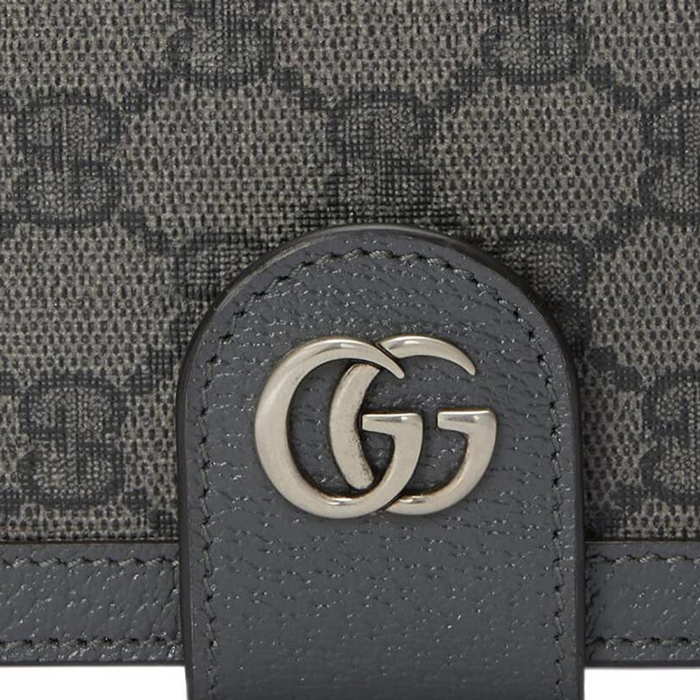 GUCCI Ophidia Canvas With Leather Passport Holder Men"s Gray/Black