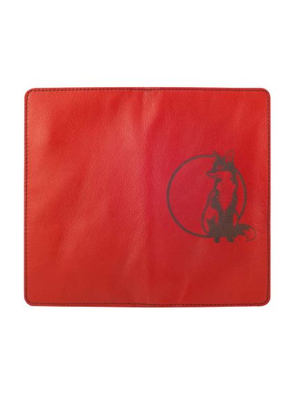 Фото высокого кошелька Лиса из красной кожи в развёрнутом виде.