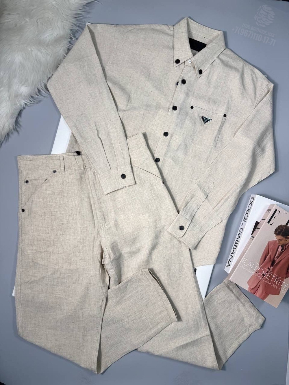 Льняной костюм Prada