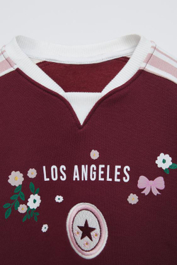 ZARA ТОЛСТОВКА С РЕЛЬЕФНОЙ ВЫШИВКОЙ, ЦВЕТ БУРГУНДСКОГО ВИНА