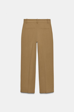 ZARA ПРЯМЫЕ БРЮКИ С ЗАЩИПАМИ, ЦВЕТ ВЕРБЛЮЖЬЕЙ ШЕРСТИ