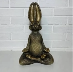 Фигура из гипса «Заяц Йога» 42 см (античное золото)