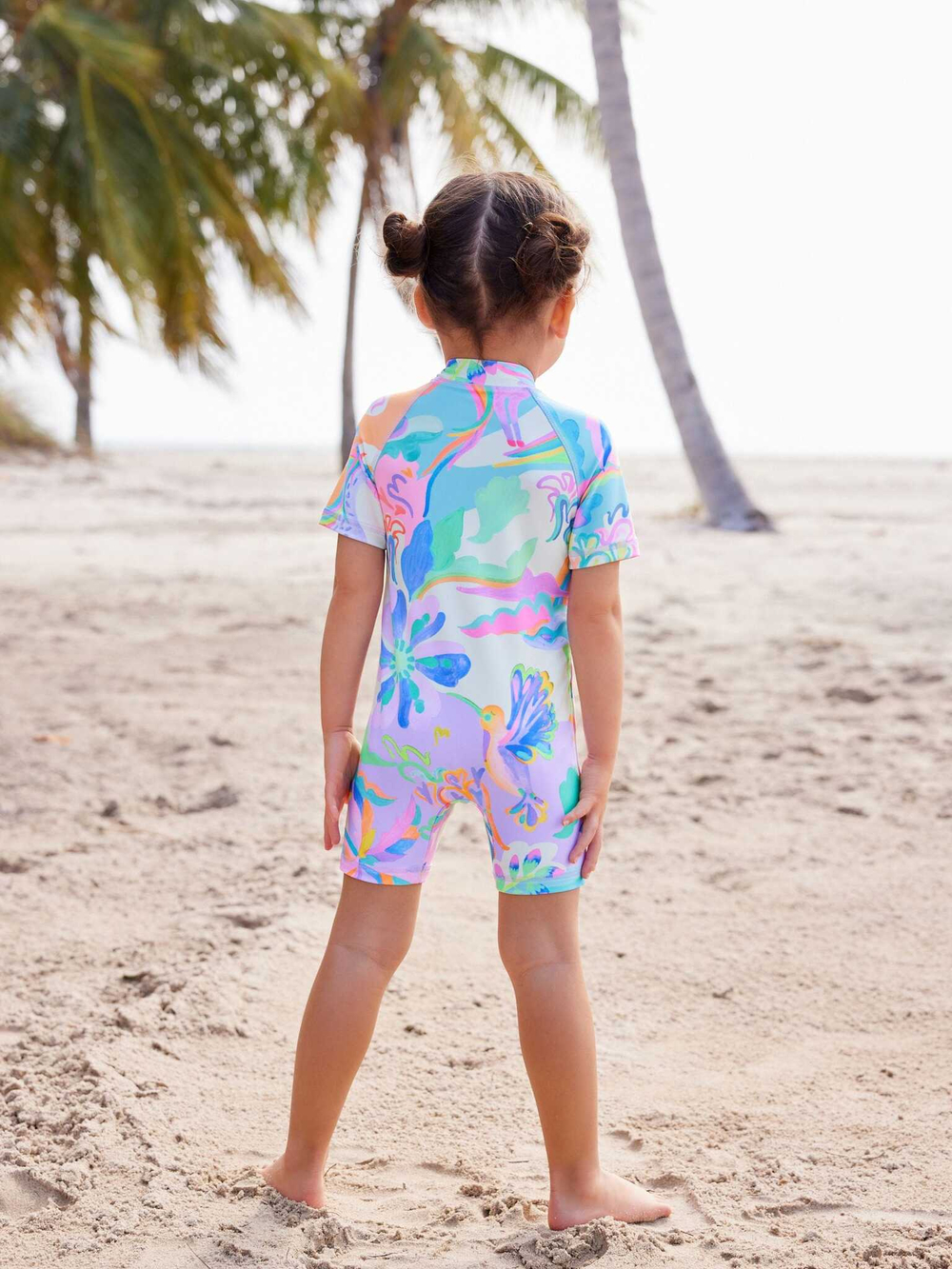 Купальник слитный на молнии для девочки Next N01-193, Сиреневый