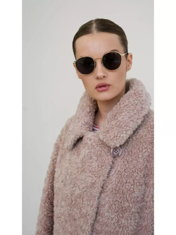 Шуба чебурашка длинная из овечьей шерсти, розовая-пудра, SilverFox