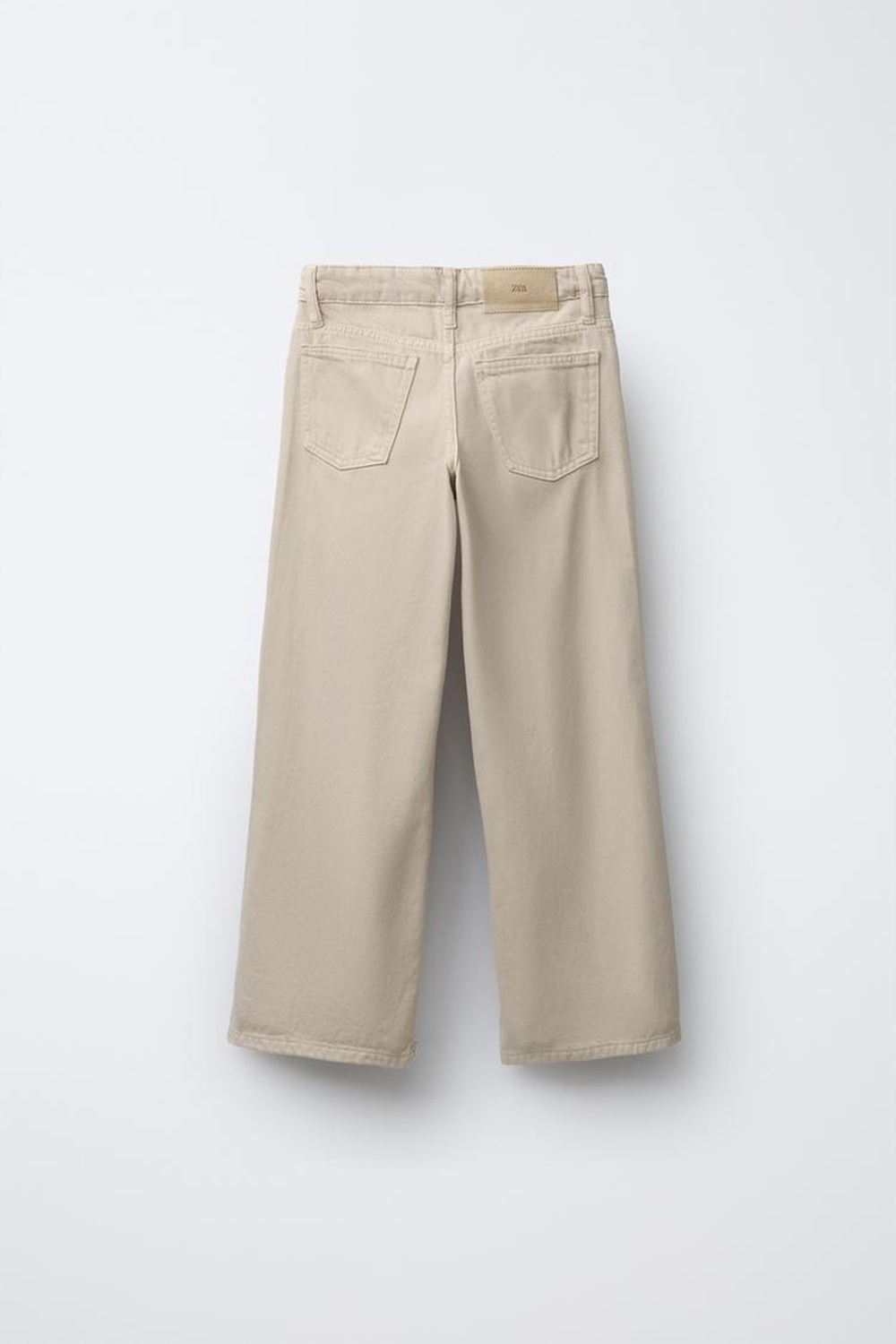 ZARA БРЮКИ WIDE LEG С ВЫШИВКОЙ, БЕЖЕВЫЙ