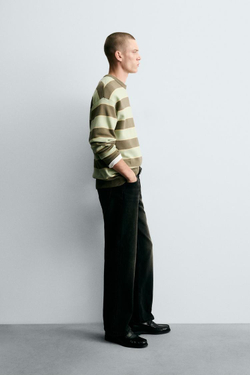 ZARA СВИТЕР ИЗ МЯГКОЙ ТКАНИ С РЕЛЬЕФНЫМ УЗОРОМ, ПОЛОСКИ