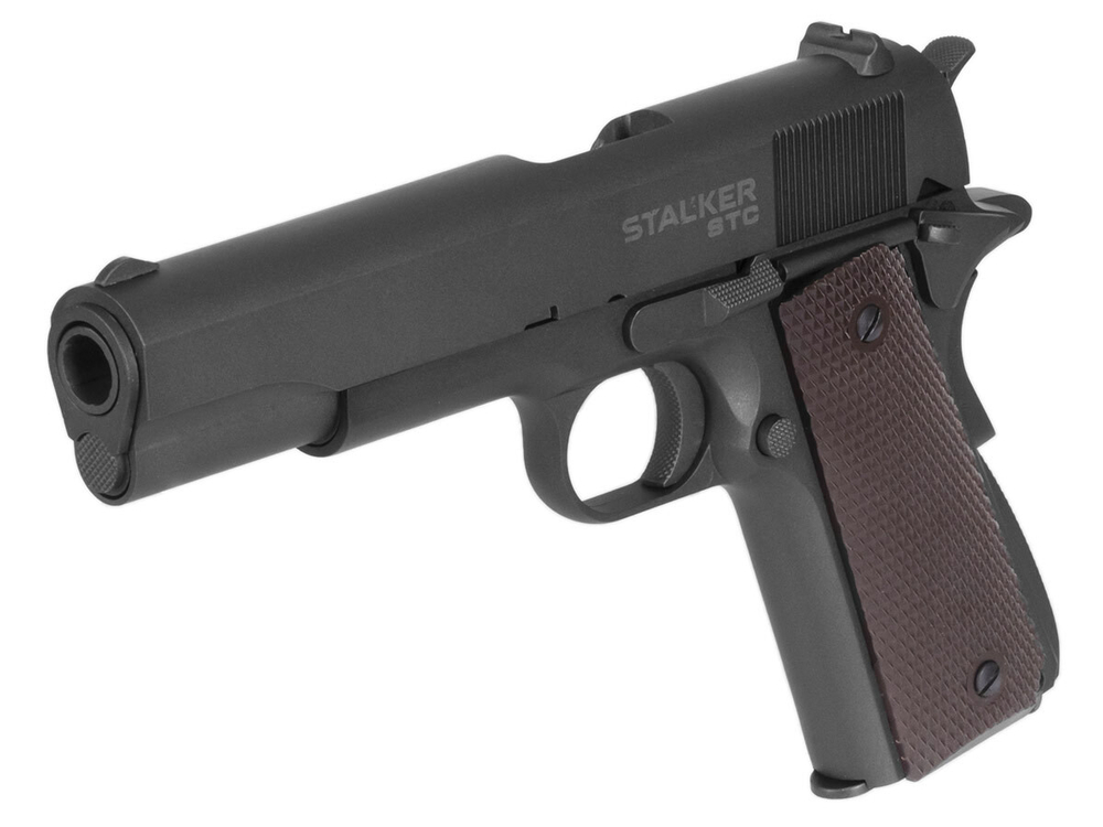 Пистолет пневматический Stalker STC (Colt 1911A1) к.4,5мм, 12г CO2, металл, 100 м/с, Hop-Up, Blowback, серый (6 шт./уп.)