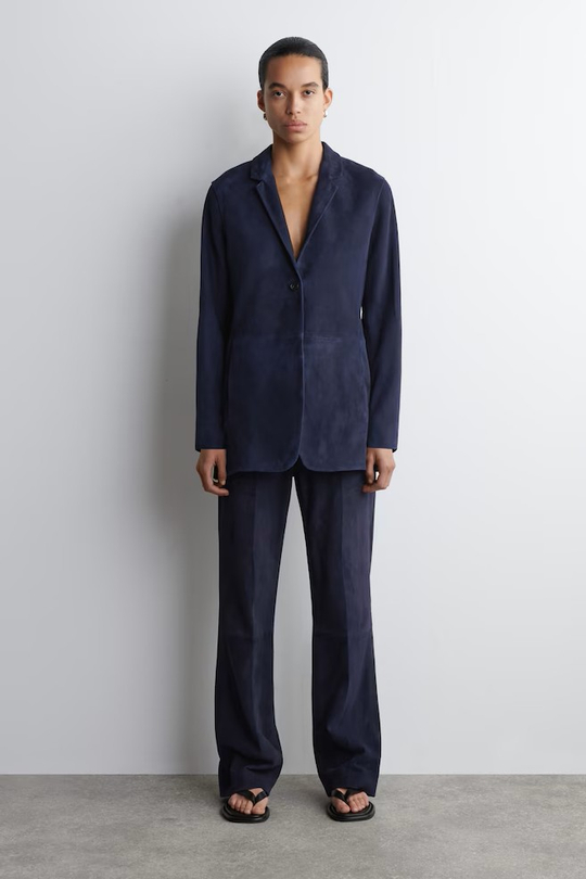 COS Брюки прямого покроя FLUID, стальной синий