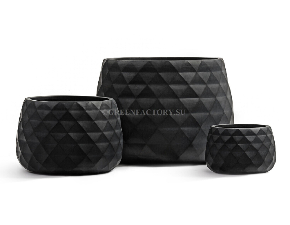 Кашпо TREEZ ERGO - серия Diamond - Низкая чаша - Антрацит