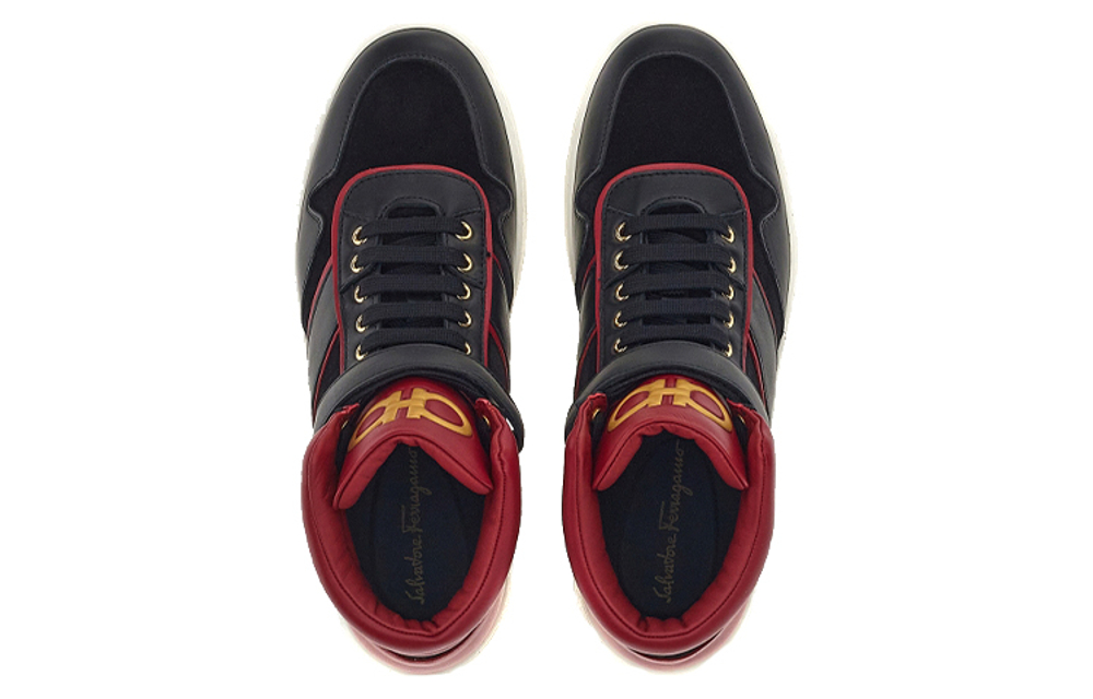 Ferragamo Stylish Skateboarding Shoes Men"s High top Black