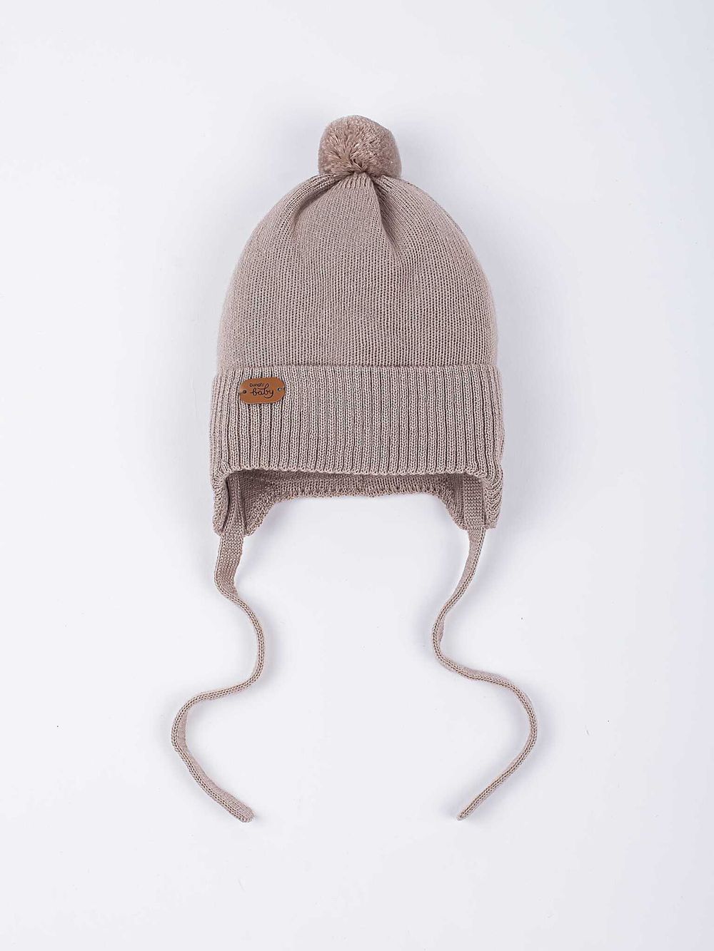 Шапка зимняя из смесовой шерсти "Нюд" на завязках 0+