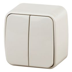 3-104-02 Intro Выключатель двойной, 10А-250В, IP20, ОУ, Polo, сл.кость