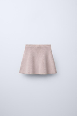 ZARA ТРИКОТАЖНАЯ ЮБКА, ПУДРОВО-РОЗОВЫЙ