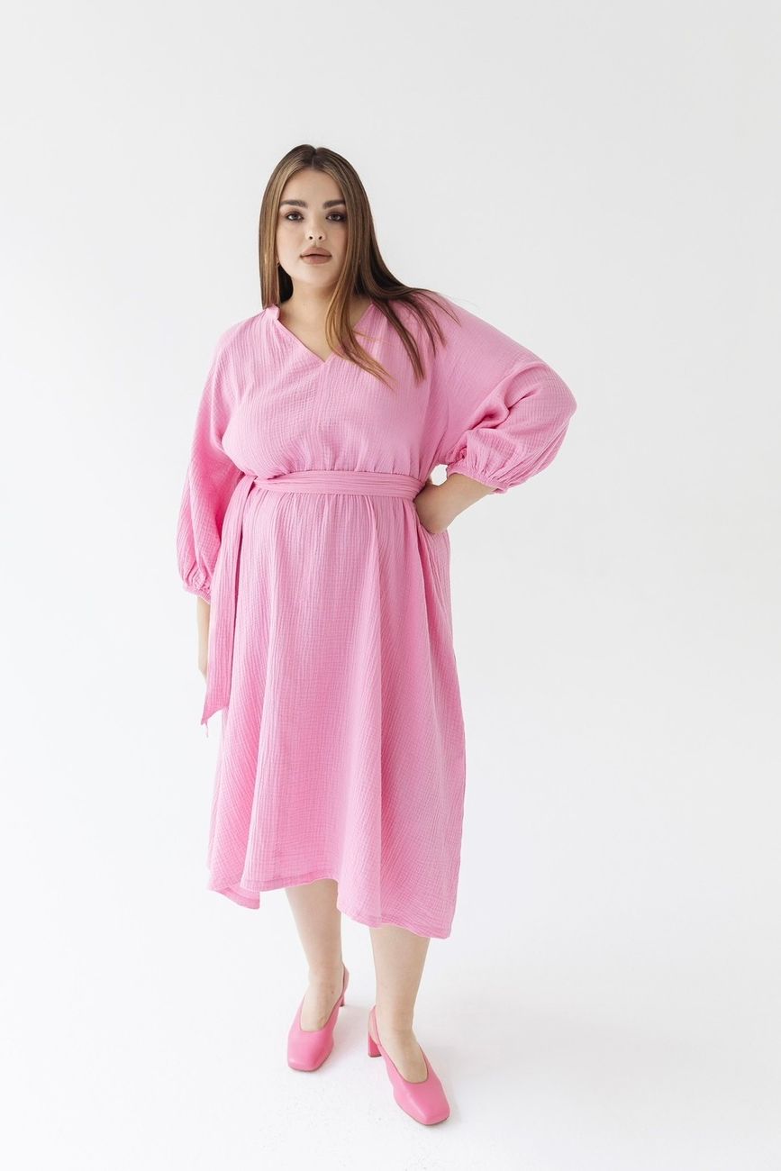 Платье-туника миди из муслина, розовый