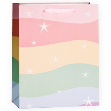 Пакет подарочный, Звезды и волны, Нежная радуга, 23*18*10 см, 1 шт.