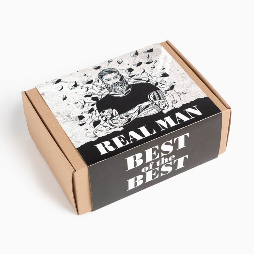 Набор подарочный «Этель» Real man, плед 75×100 см, носки 41-44 (27-29 см), 2 пары, термостакан