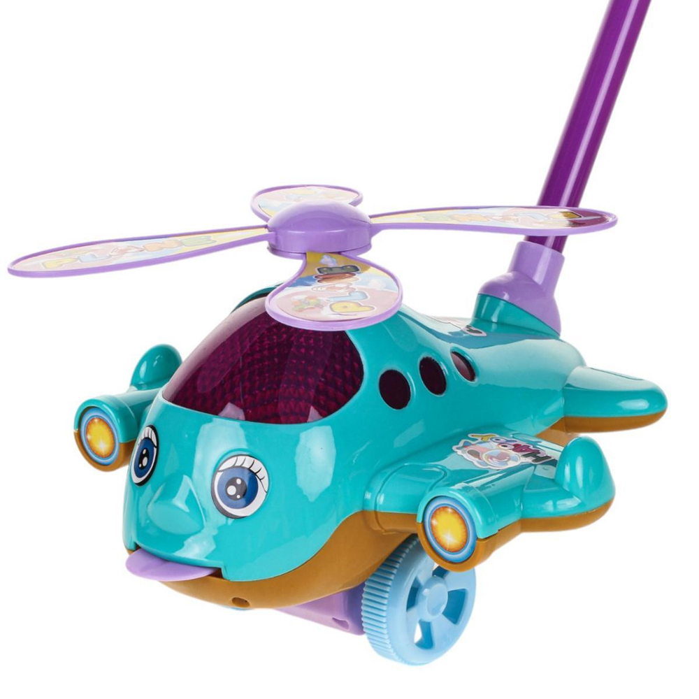 Каталка на палке Вертолет 57см, пакет 352