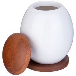 БАНКА С ДЕРЕВ. КРЫШКОЙ LEFARD "NATIVE" 9,5*12 СМ 400 МЛ НА ДЕРЕВ. ПОДСТАВКЕ (КОР=36ШТ.)