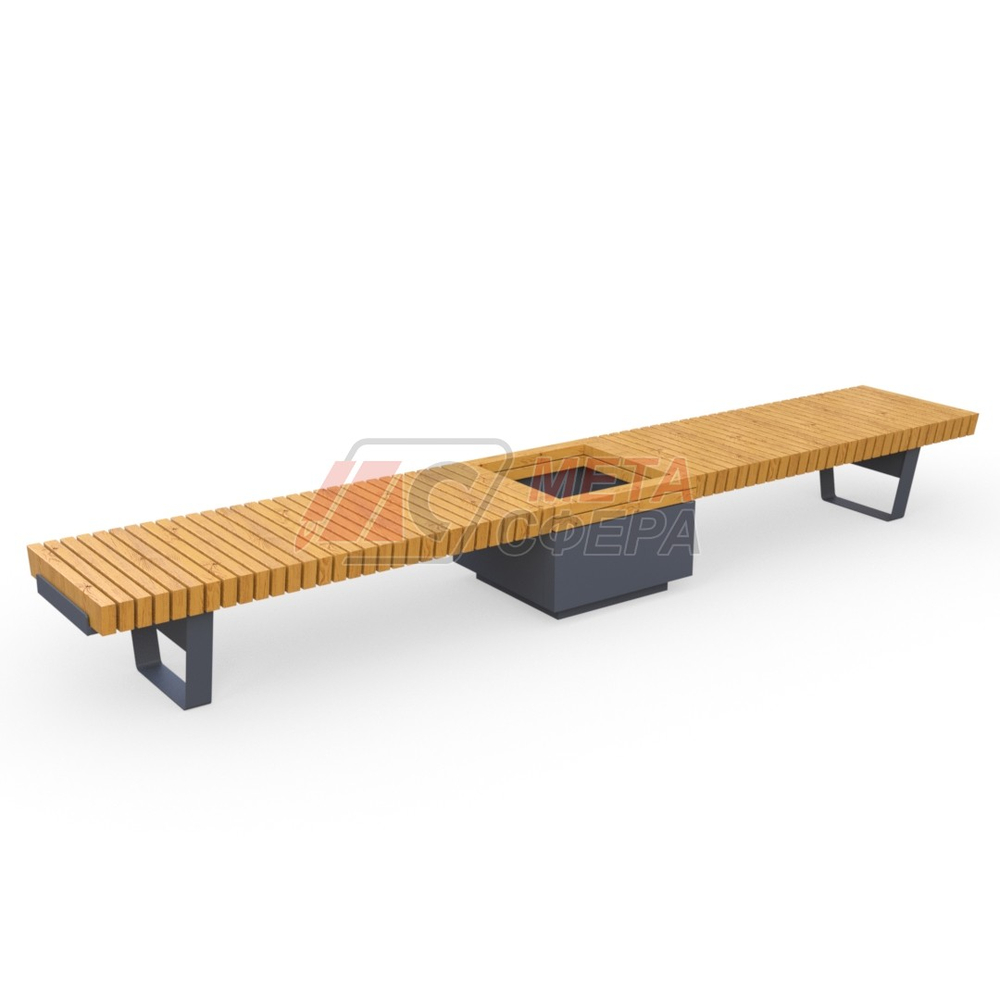 Лавка Rail Road 02 двойная с вазоном