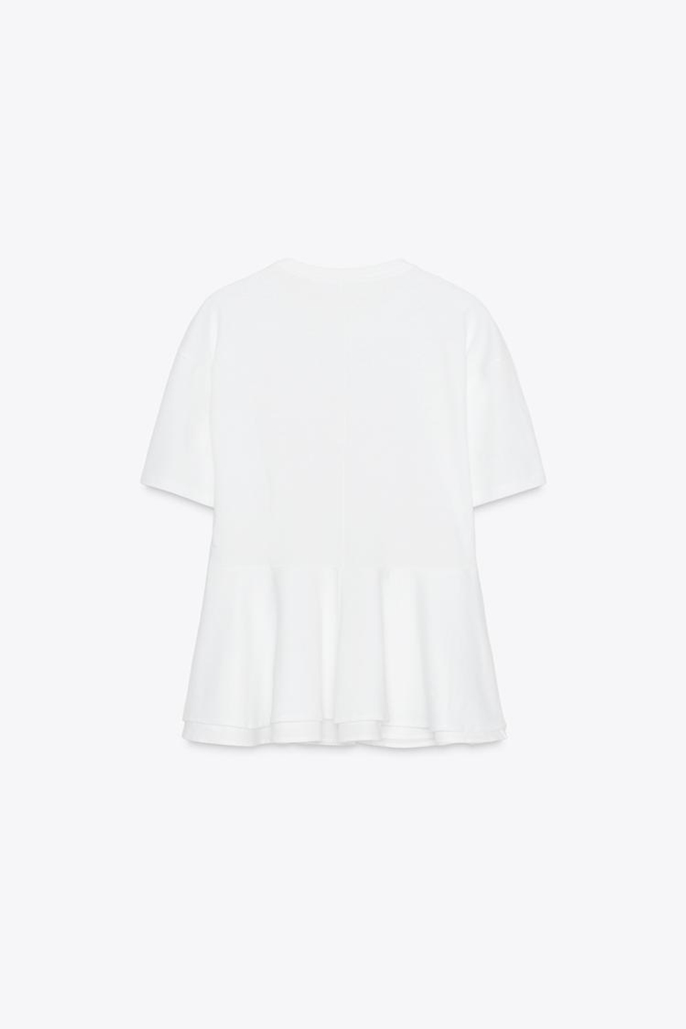 ZARA ФУТБОЛКА С БАСКОЙ, БЕЛЫЙ