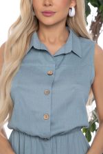 Платье с кокеткой (серо-голубое) П10489 LT Collection