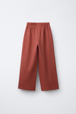 ZARA ОДНОТОННЫЕ БРЮКИ INTERLOCK, ЧЕРЕПИЧНЫЙ