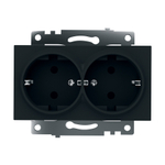 Розетка 2-местная с/з (механизм), STEKKER GLS16-7114-05, 250В, 16А с защитной шторкой, серия Катрин, черный 39612