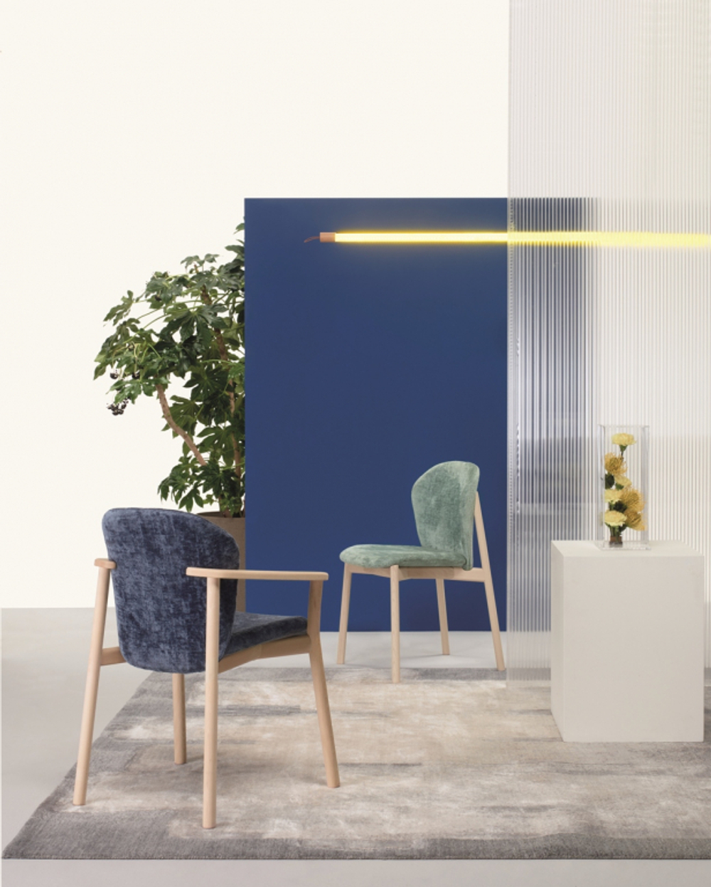 Стул деревянный с обивкой Scab Design Natural Finn, белый ясень, розовый